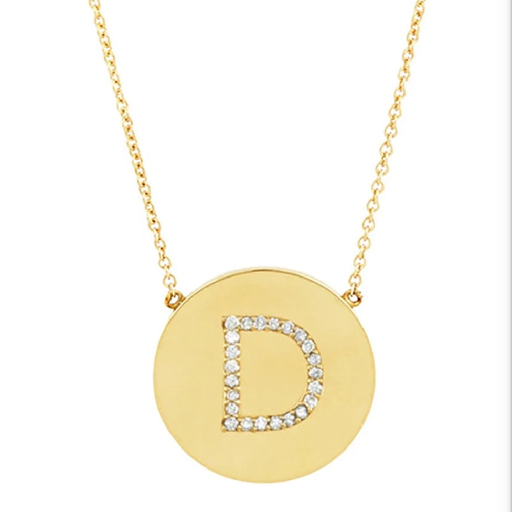 14K Gold Plated Sterling Silver CZ Round Initial (D) Necklace